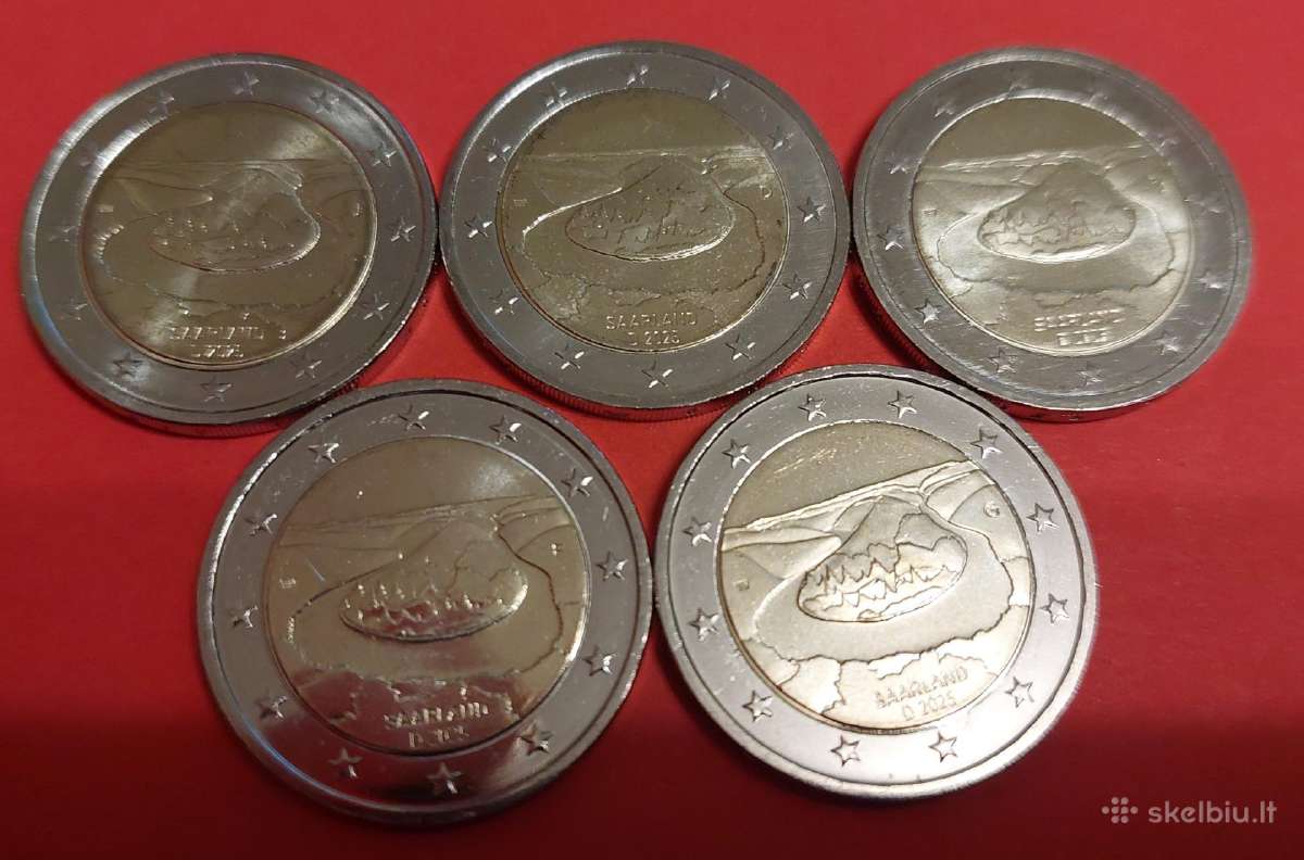 Vokietija 2025m. 2 € Saro kraštas 5monetos Unc