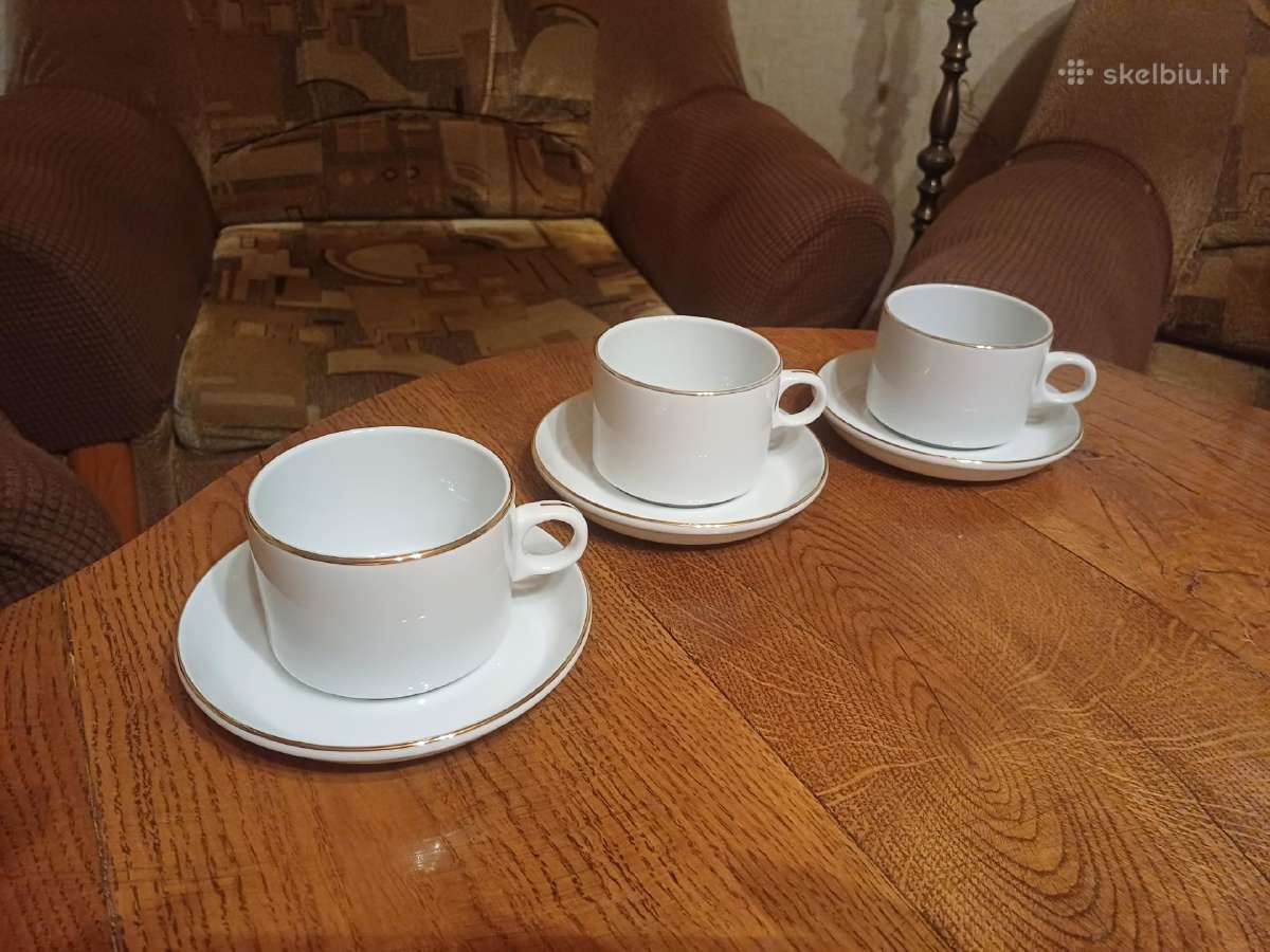 3 firminiai Dilmah puodeliai su lėkštutėmis