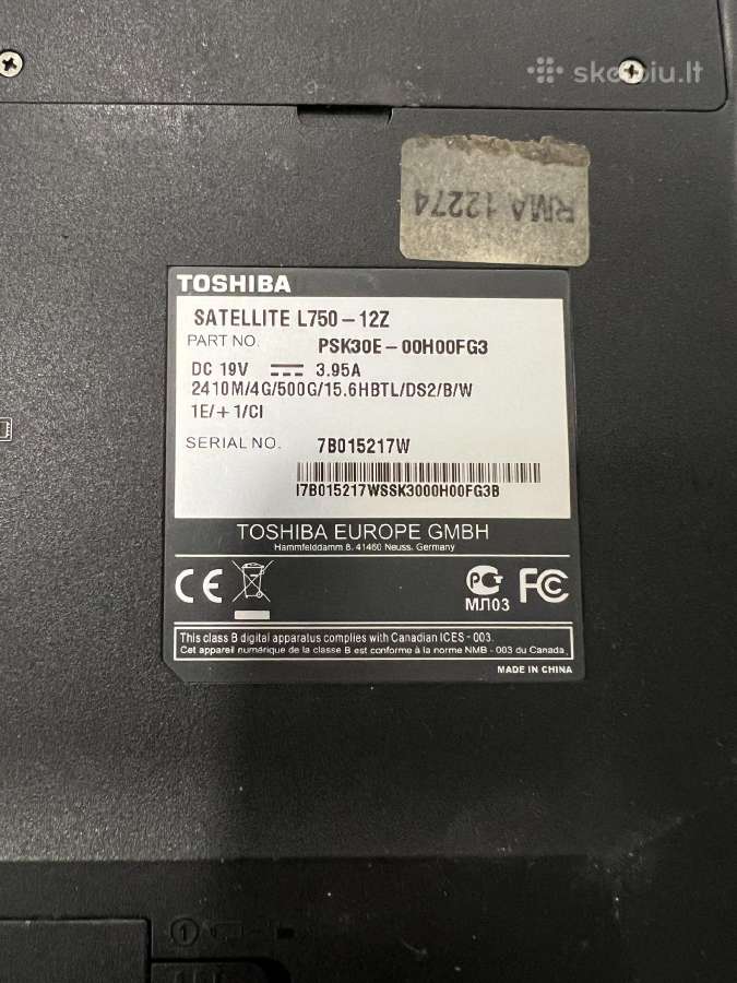 Toshiba nešiojamas kompiuteris - nuotraukos Nr. 3