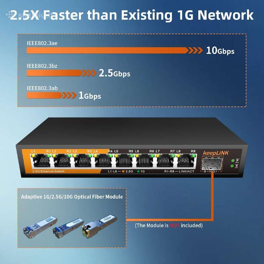 Switch keeplink Kp9000-9xh-x 8x2.5gbps + 1x10gbps
