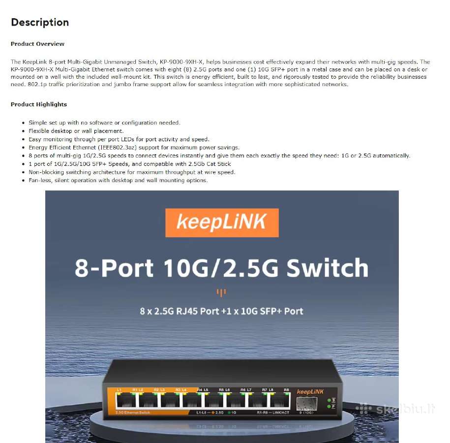 Switch keeplink Kp9000-9xh-x 8x2.5gbps + 1x10gbps - nuotraukos Nr. 8