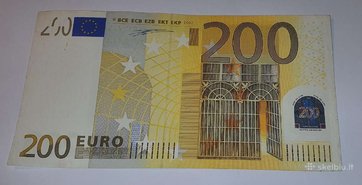 200 euru banknotas pirmas parasas