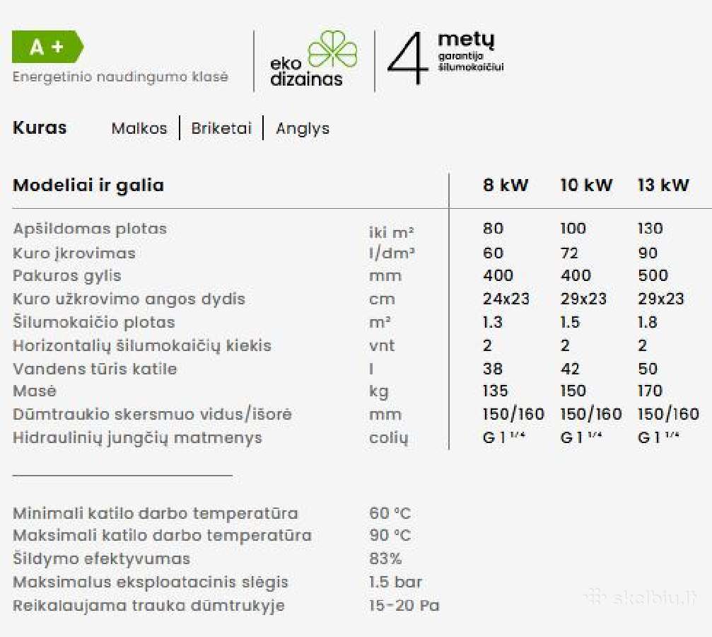 Katilas kieto kuro Klasika 13 13kw - Turiu Vietoje - nuotraukos Nr. 2