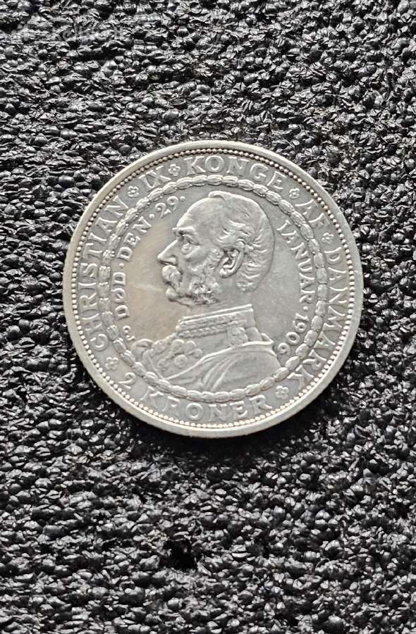 Sidabrinės 1906m. 2 kronos. Danija. - nuotraukos Nr. 2