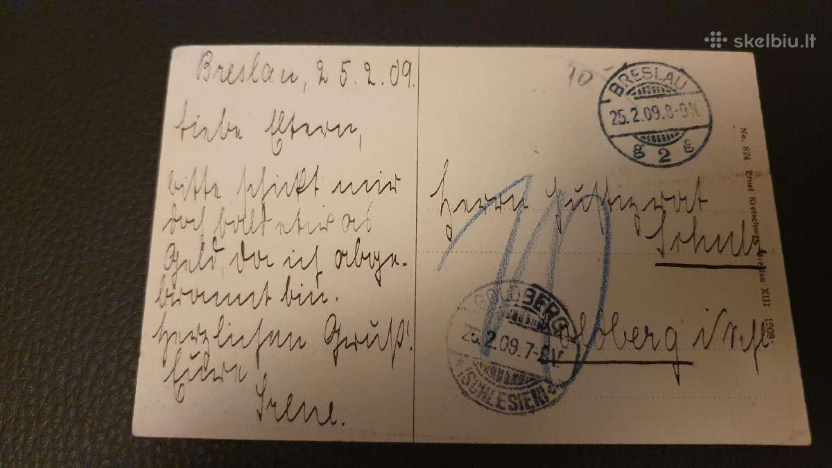 Senas atvirlaiškis Breslau / Wroclaw 1909 m. - nuotraukos Nr. 2
