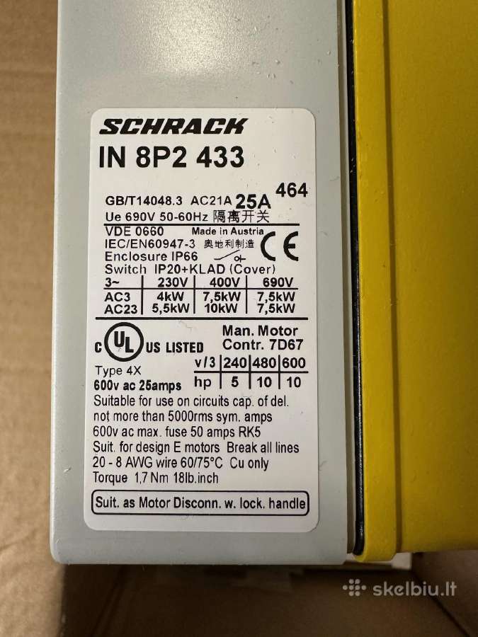 Main Switch 3-pole 4 hole mounting Emergency-stop - nuotraukos Nr. 3