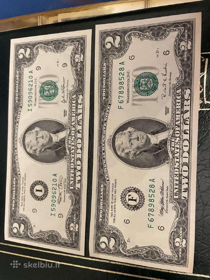 2 dolerių banknotai Unc