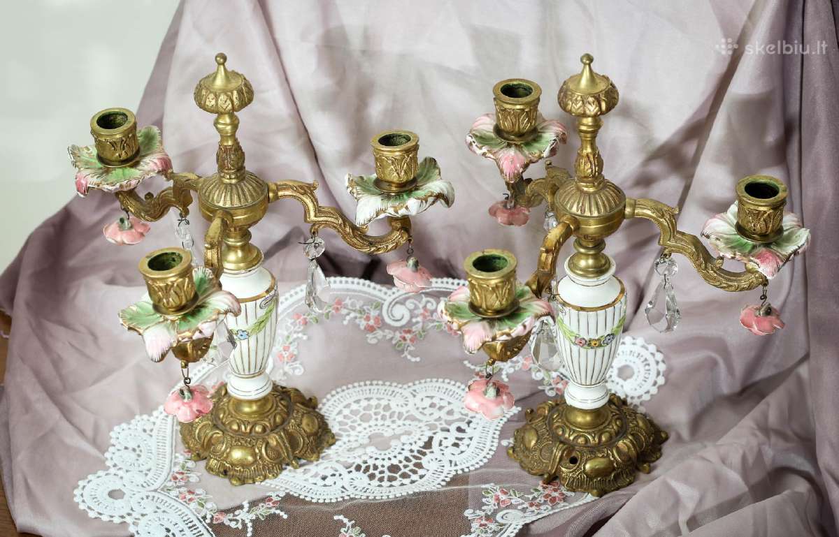 Bronzinės Capodimonte žvakidės 2vnt. - nuotraukos Nr. 6