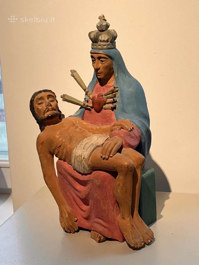 Antikvarinė lietuviška medinė skulptūra Pieta - nuotraukos Nr. 2