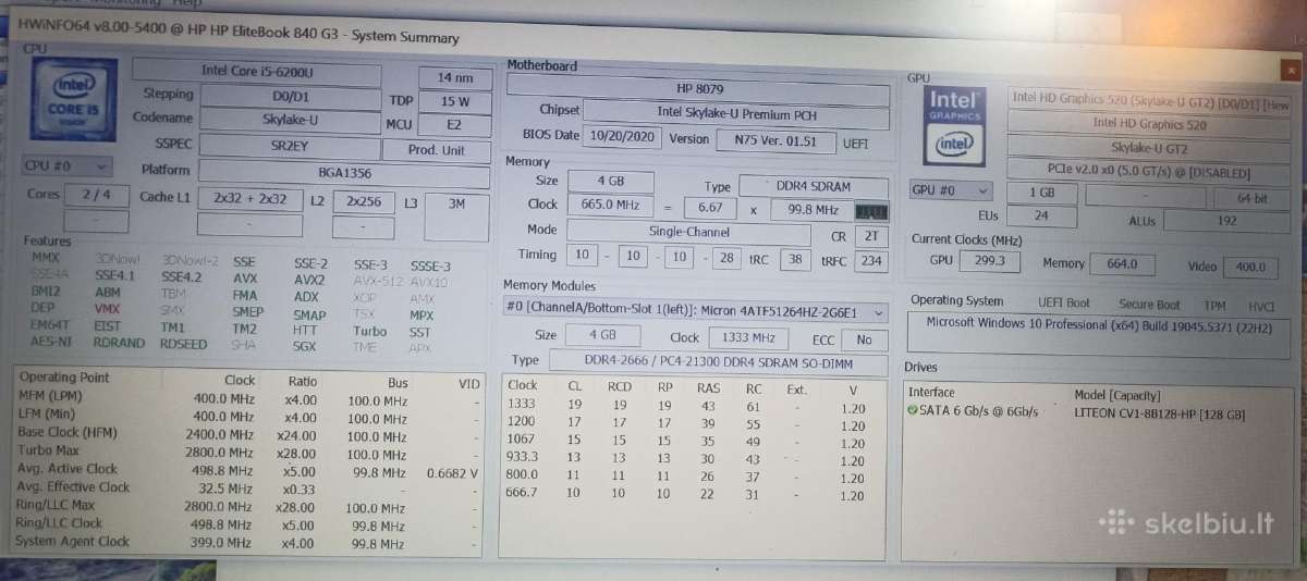 Hp Elitebook 840 G3 i5 6k. 4ram 128ssd - nuotraukos Nr. 10