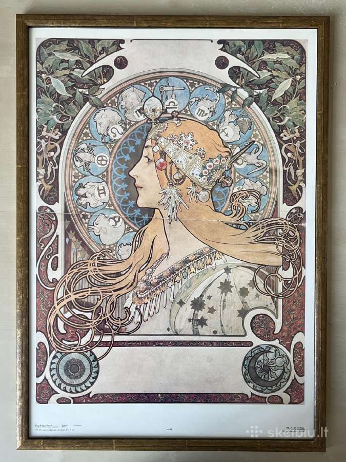 Alphonse Mucha įrėmintos vintažinės reprodukcijos - nuotraukos Nr. 3