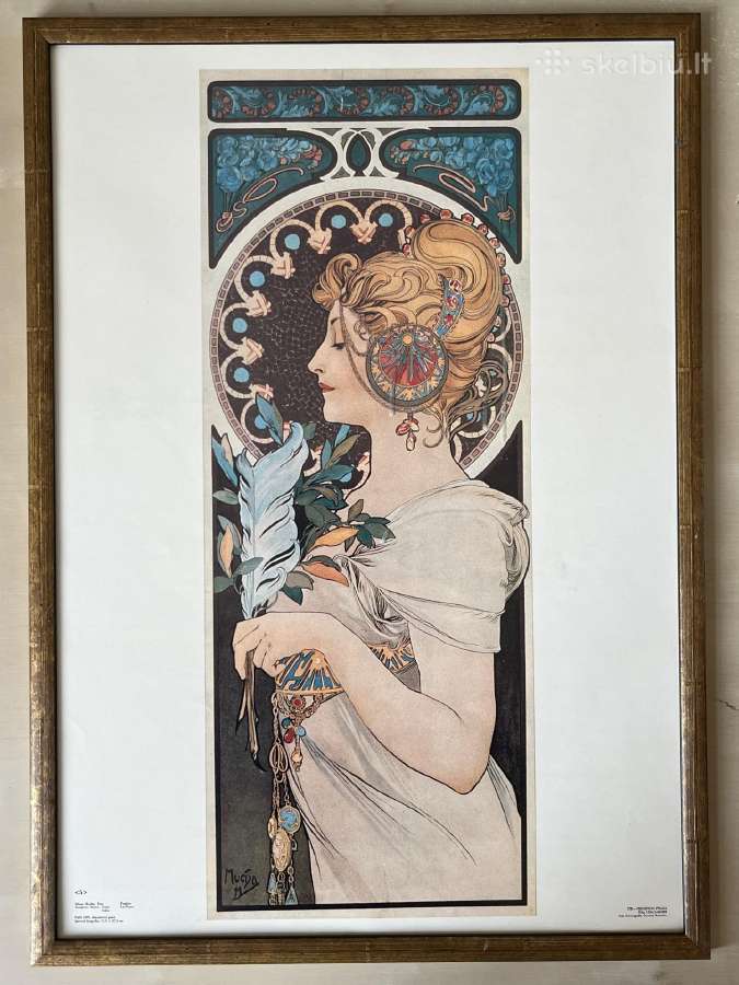 Alphonse Mucha įrėmintos vintažinės reprodukcijos - nuotraukos Nr. 6