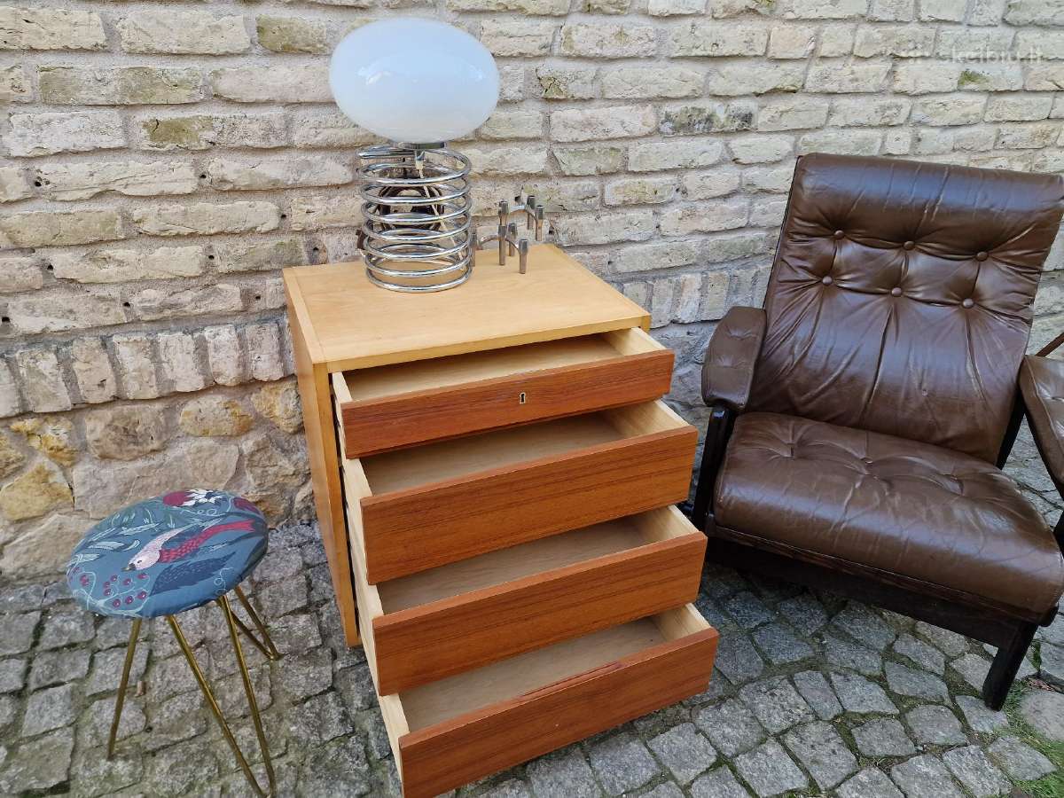 Vintažinė mid century tikmedžio/uosio komodėlė. - nuotraukos Nr. 15