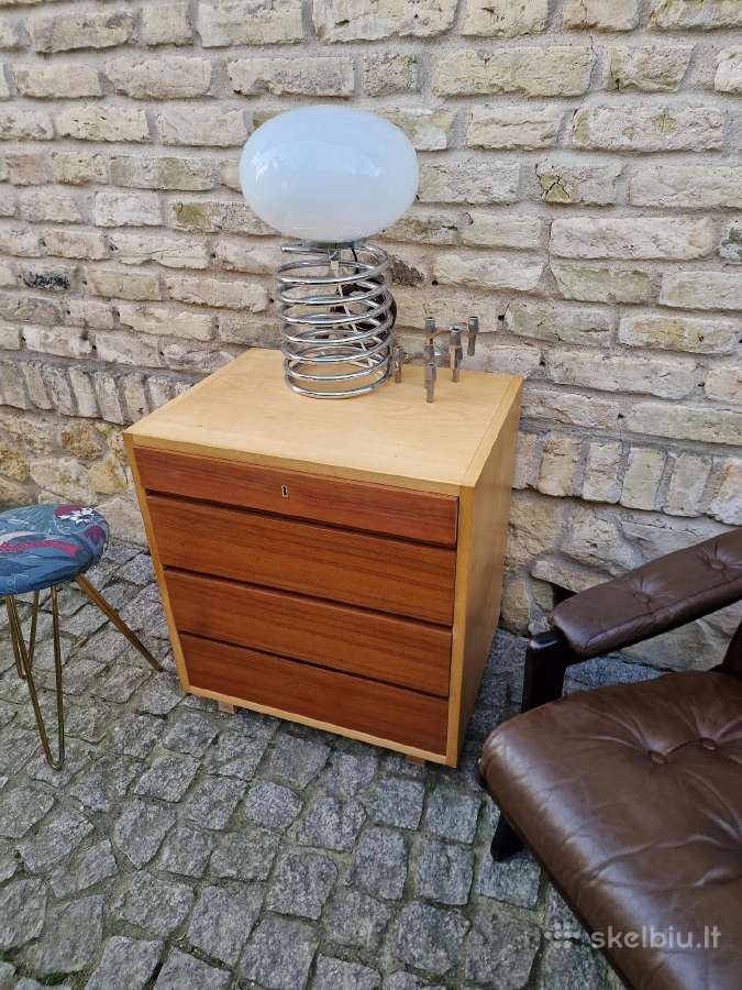 Vintažinė mid century tikmedžio/uosio komodėlė. - nuotraukos Nr. 21