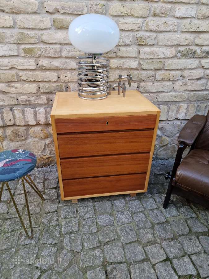 Vintažinė mid century tikmedžio/uosio komodėlė. - nuotraukos Nr. 23