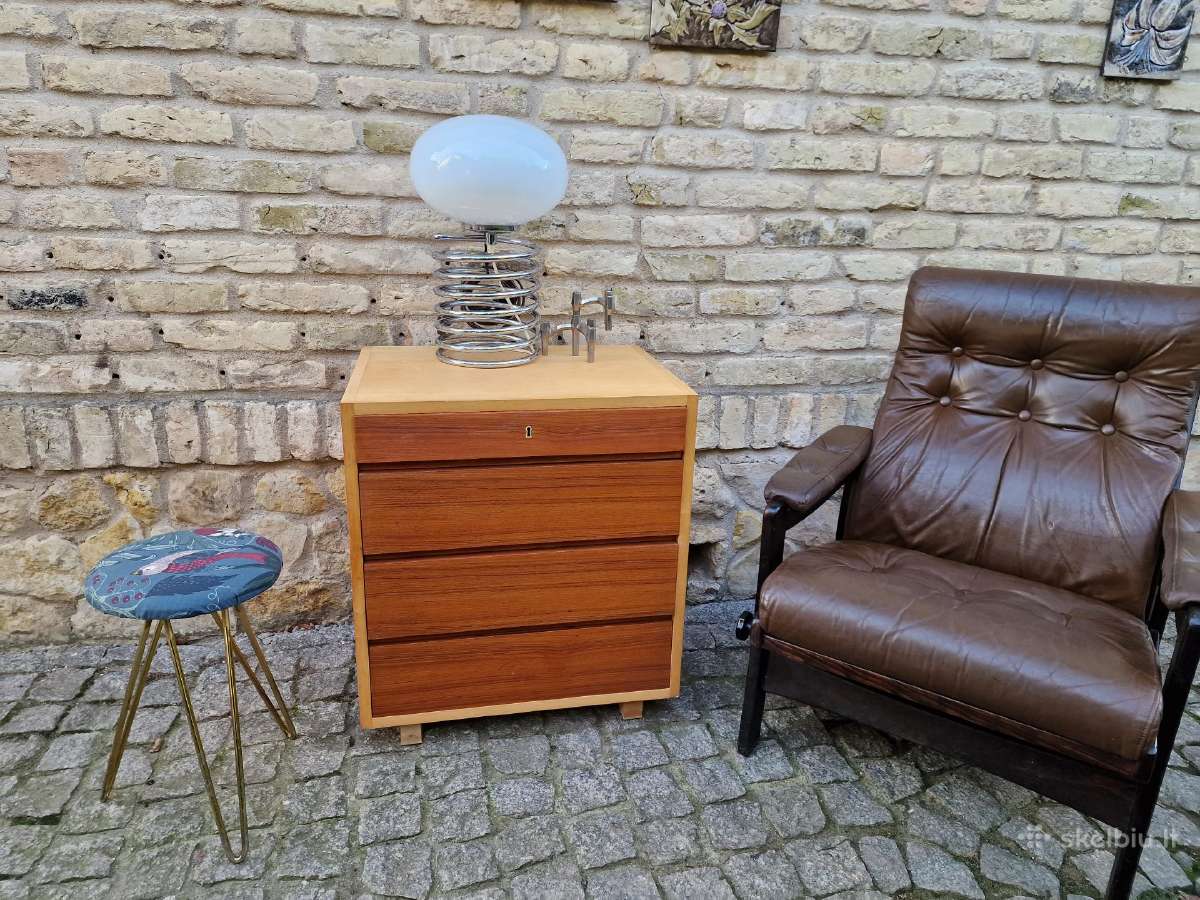 Vintažinė mid century tikmedžio/uosio komodėlė. - nuotraukos Nr. 24