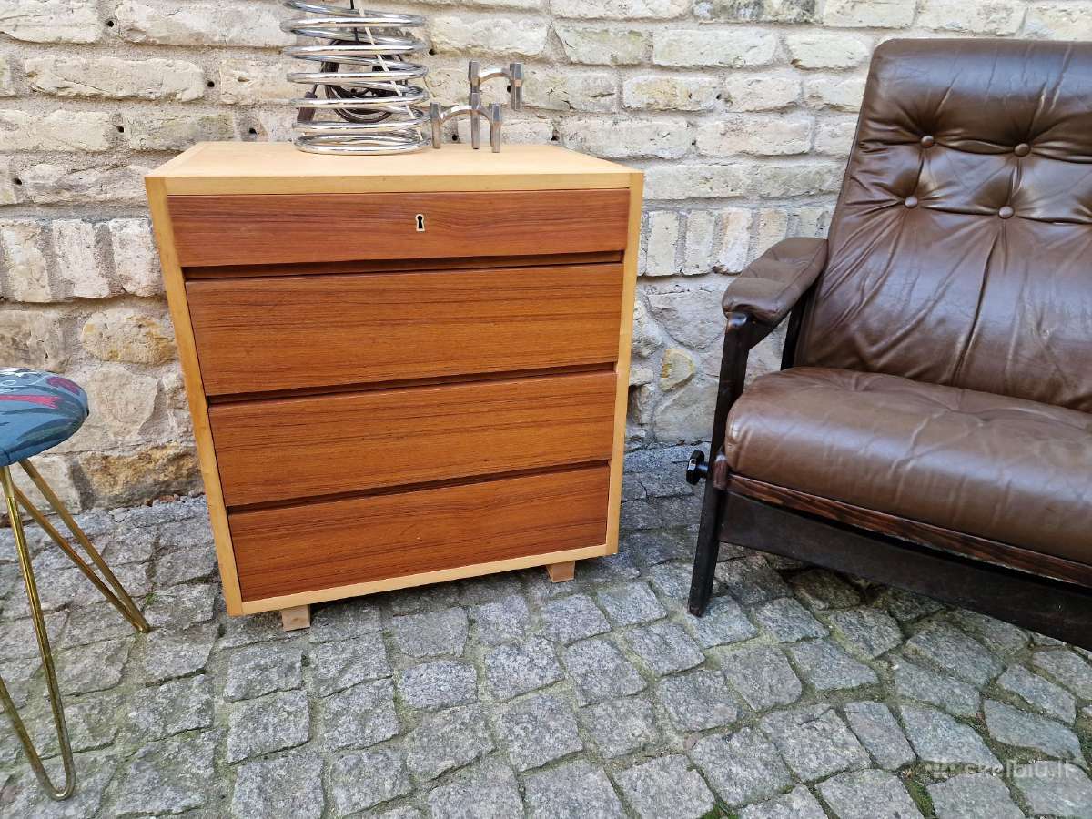 Vintažinė mid century tikmedžio/uosio komodėlė. - nuotraukos Nr. 26