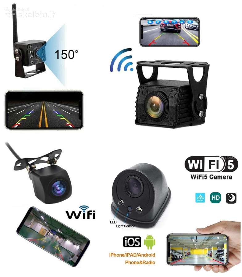 Daug modelių! WiFi galinio vaizdo kamera