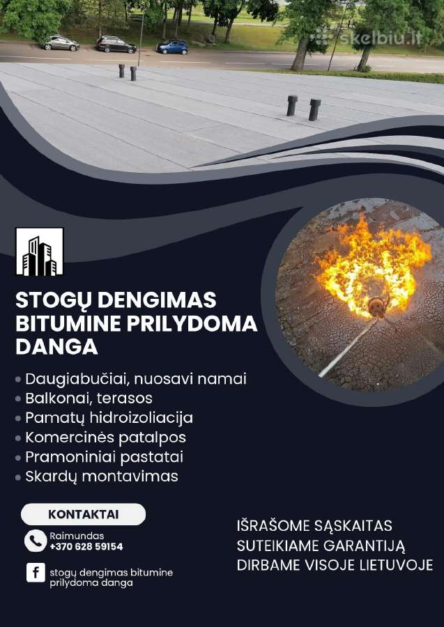 Stogų dengimas bitumine prilydoma danga