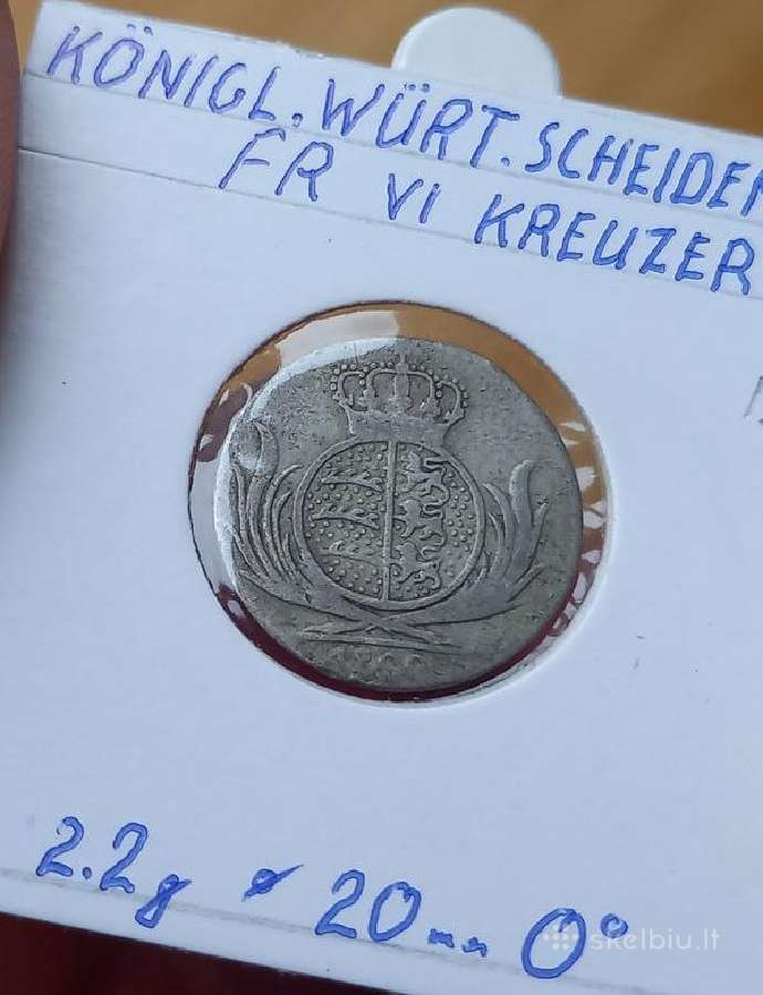 Vokietija- Viurtemberg 1809 6 kreicer (sidabras) - nuotraukos Nr. 2