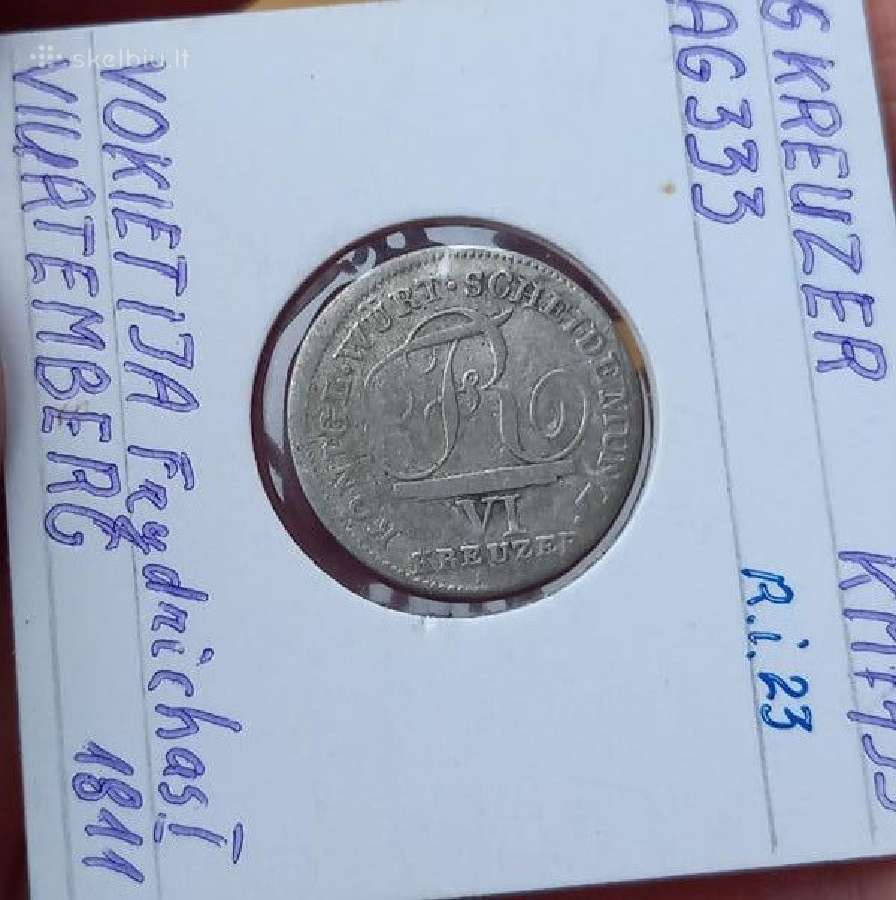 Vokietija- Viurtemberg 1811 6 kreicer (sidabras)