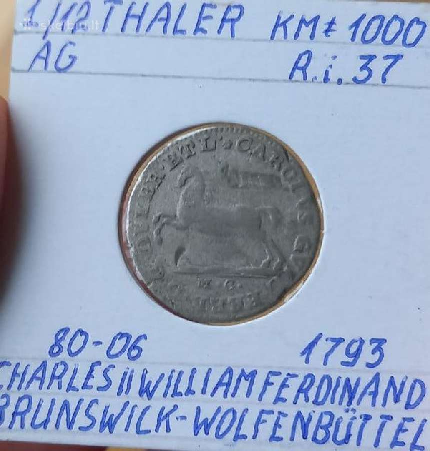 Vokietija- Braunšveig 1793 1/12 taler (sidabras) - nuotraukos Nr. 2