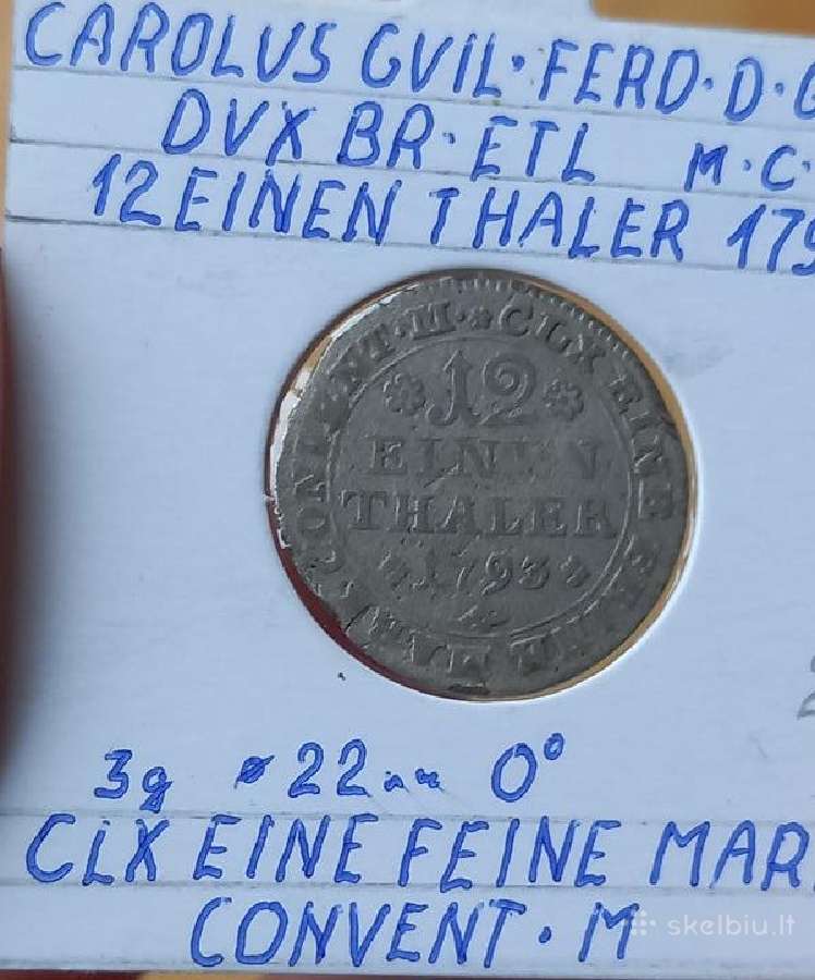 Vokietija- Braunšveig 1793 1/12 taler (sidabras)