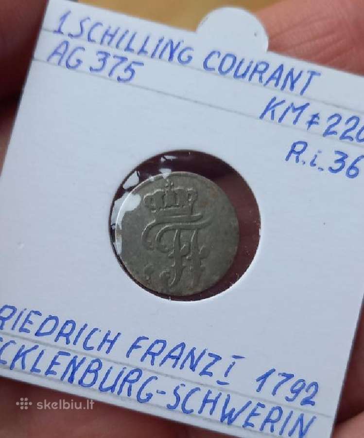Vokietija- Meklenburg 1792 1 šilingas (sidabras) - nuotraukos Nr. 2