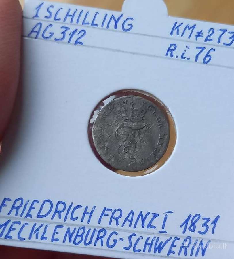 Vokietija- Meklenburg 1831 1 šilingas (sidabras) - nuotraukos Nr. 2