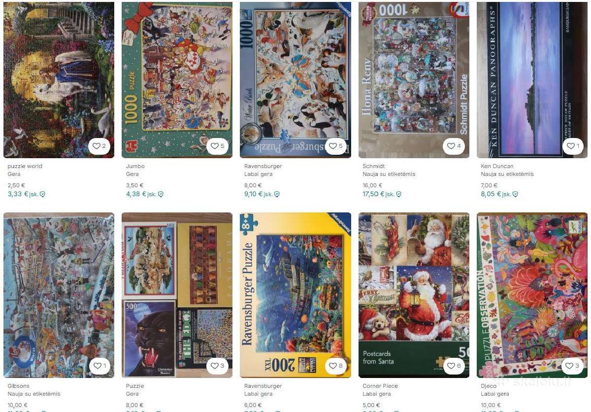 Dėlionės, Puzzle Ravensburger, Gibsons, Wasgij,kt.