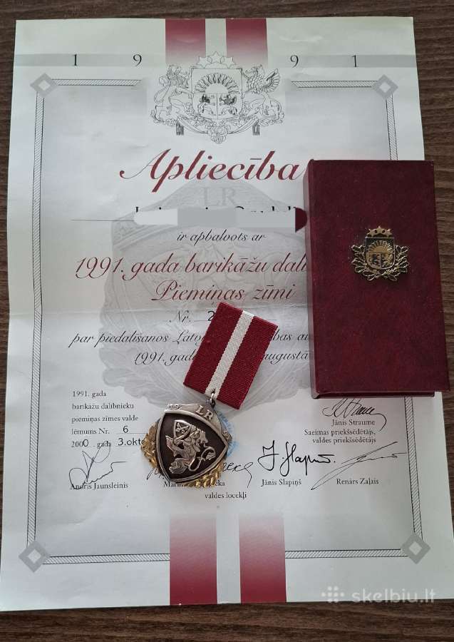 Latvijos 1991 barikadų atminimo medalis - nuotraukos Nr. 2