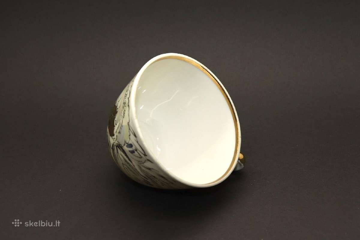 Arbatos porelė, rankom piešta, paauksuota, porceli - nuotraukos Nr. 6