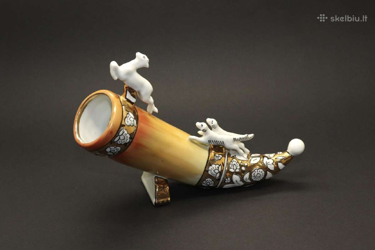 Statulėlė "Ragas medžioklė", paauksuotas , porceli