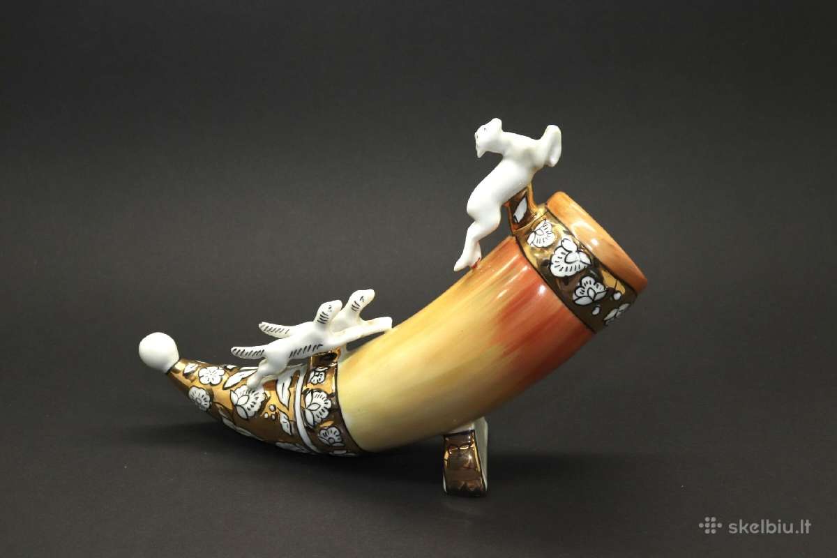Statulėlė "Ragas medžioklė", paauksuotas , porceli - nuotraukos Nr. 3
