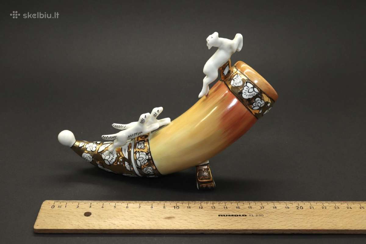 Statulėlė "Ragas medžioklė", paauksuotas , porceli - nuotraukos Nr. 10