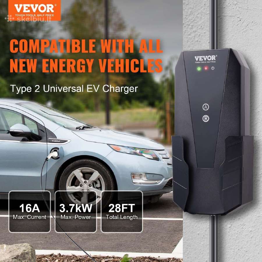 Ev įkroviklis Type2 App 1fazės 3,7kw 16a Ip66 8,6m - nuotraukos Nr. 2