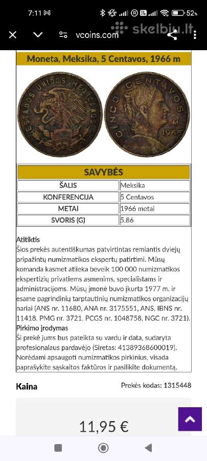 Monetos Meksika 2 vnt. - nuotraukos Nr. 6