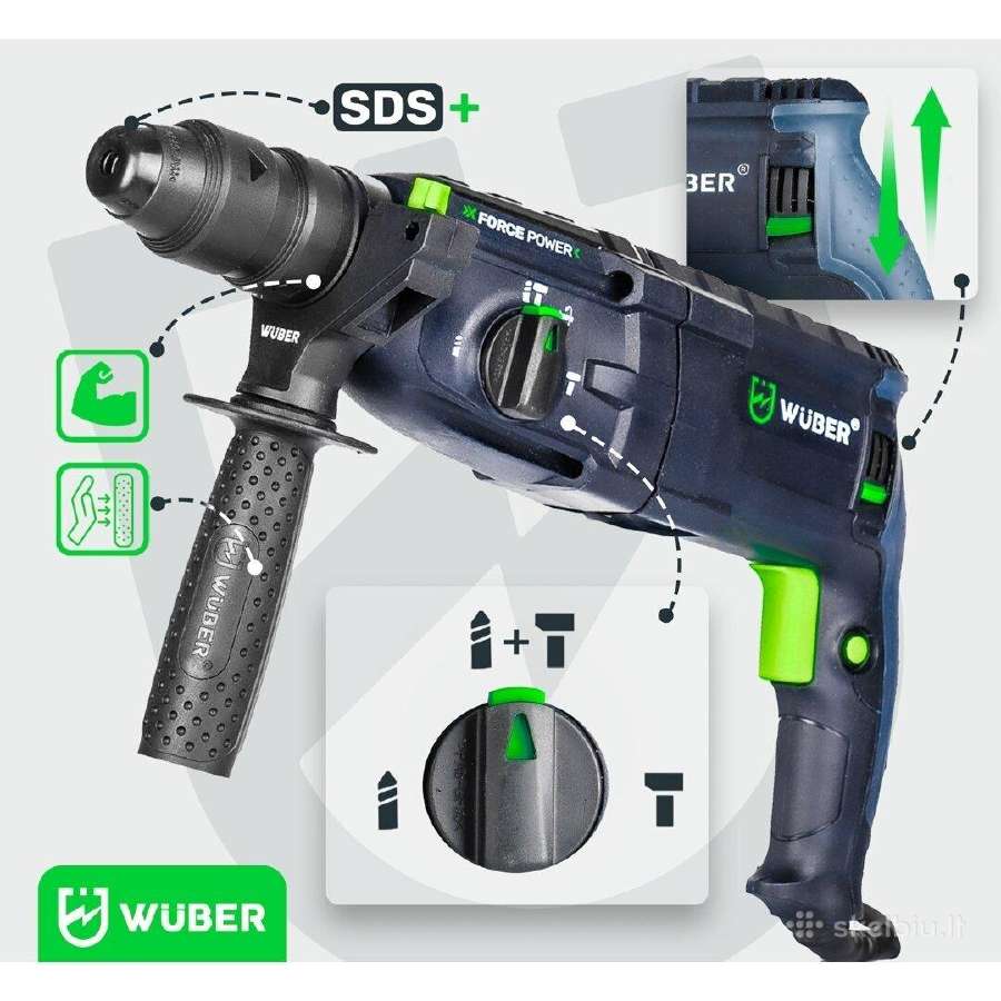 Perforatorius Sds+ 2500w, 2 griebtuvai + priedai - nuotraukos Nr. 3