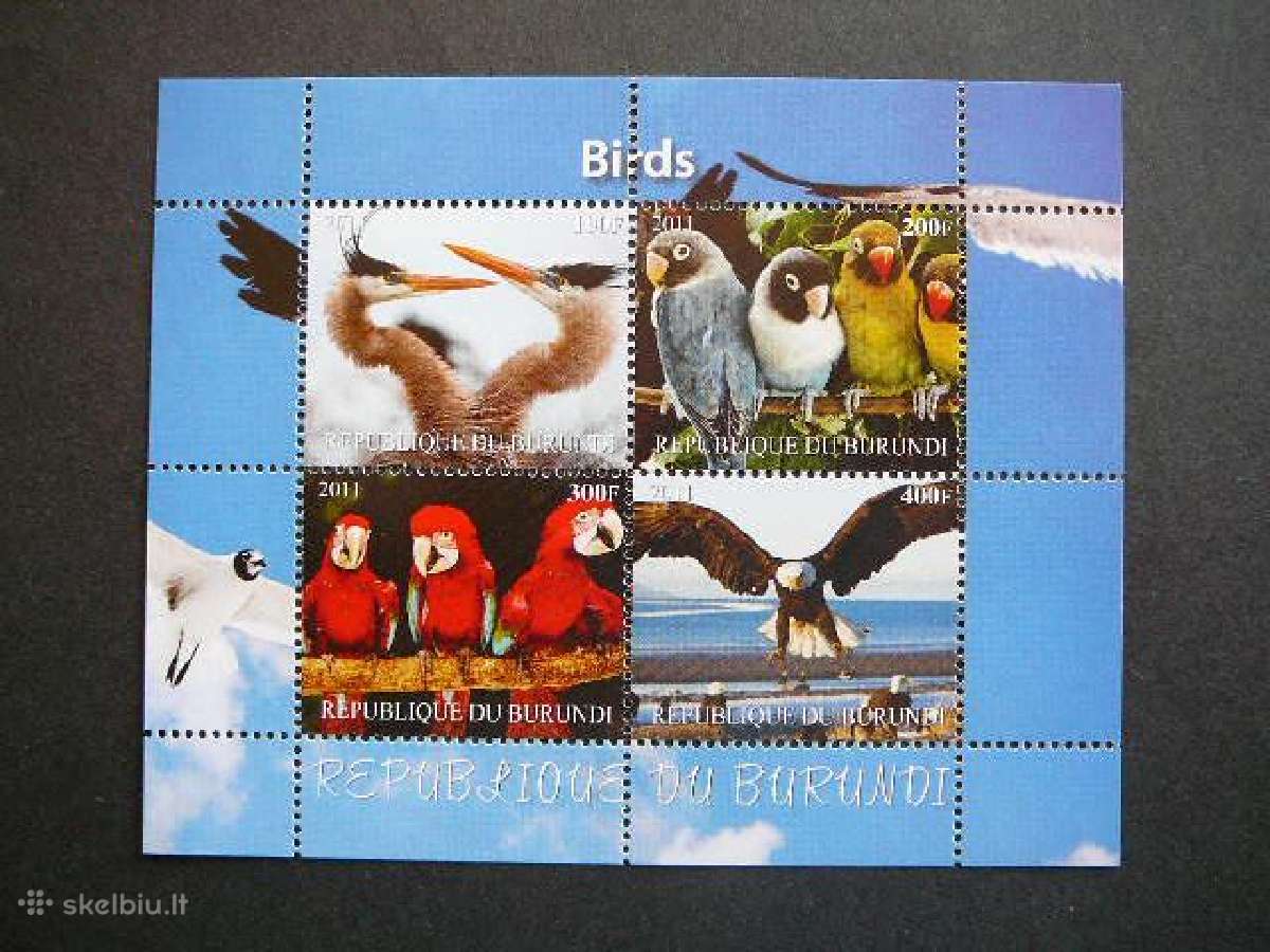 Papugos Ereliai Pauksciai Burundis 2011 Mnh pk1884