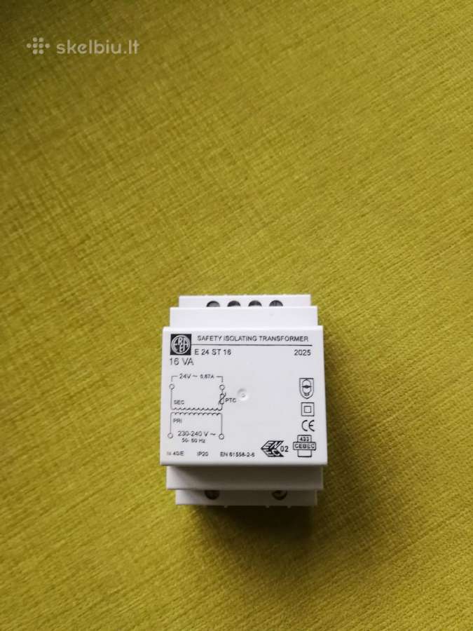 Transformatorius 16va,230-240v/24v, 3 mod