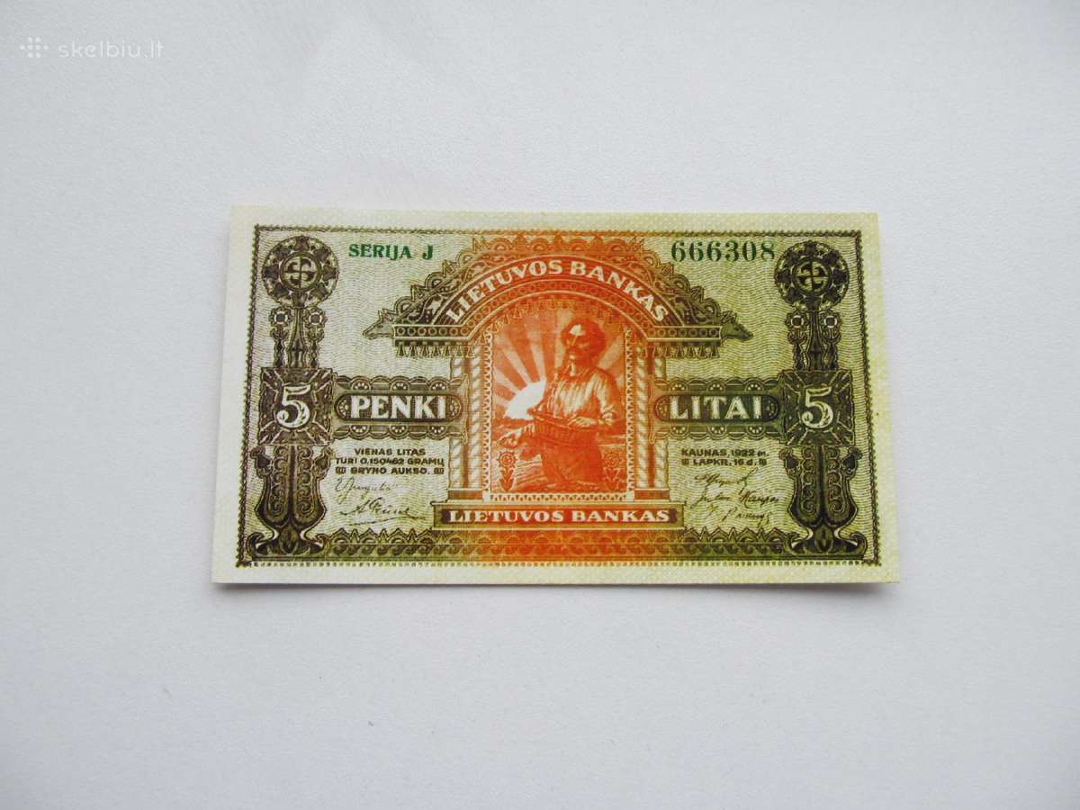 5 litai , Lietuva , 1922 lapkritis serija J