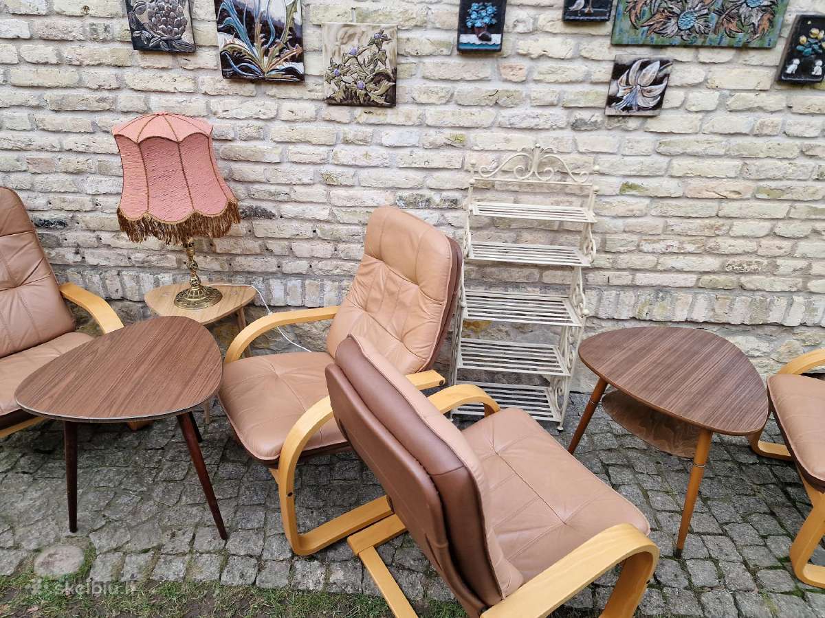 Vintažiniai mid century trikojai kavos staliukai - nuotraukos Nr. 15