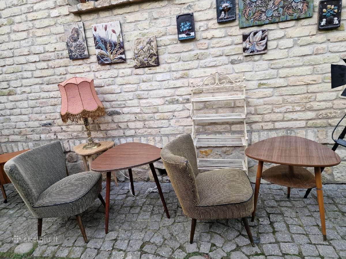 Vintažiniai mid century trikojai kavos staliukai - nuotraukos Nr. 24