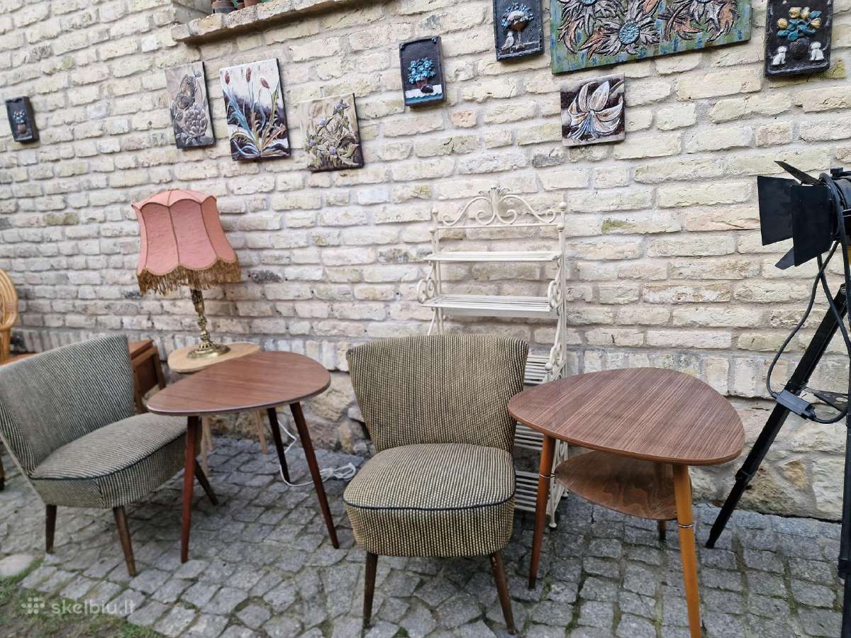 Vintažiniai mid century trikojai kavos staliukai - nuotraukos Nr. 27