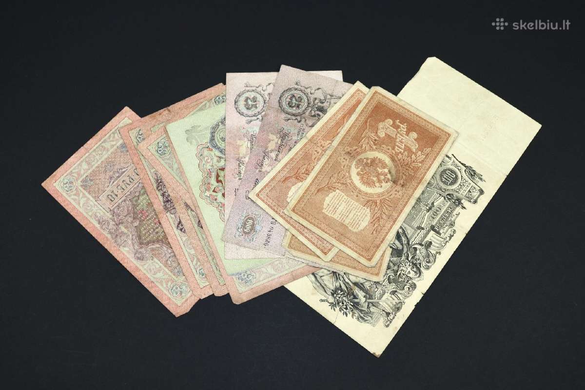 Banknotai (12 št.) "1, 3, 10, 25, 100, Rubliai",