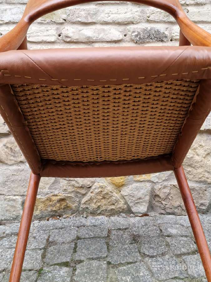 Vintažinis mid century autorinis tikmedžio fotelis - nuotraukos Nr. 30