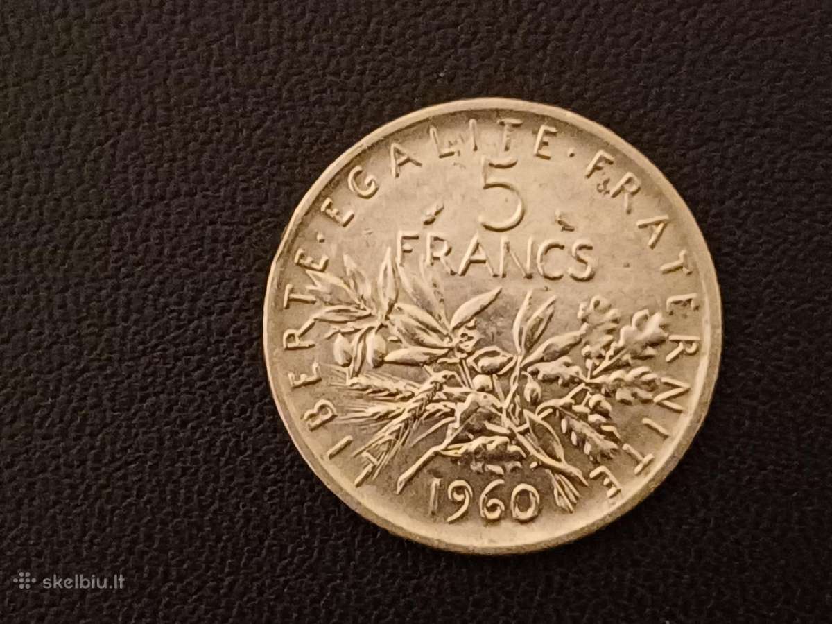 (82) 5 frankai 1960m. Prancūzija 12g. Sidabras 835