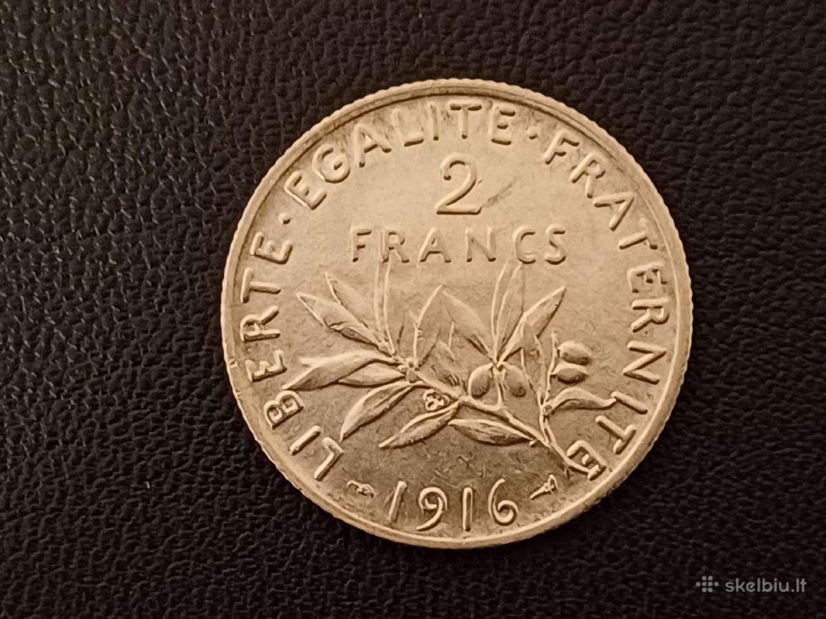 (83)2 frankai 1916m. Prancūzija. 10g. Sidabras 835