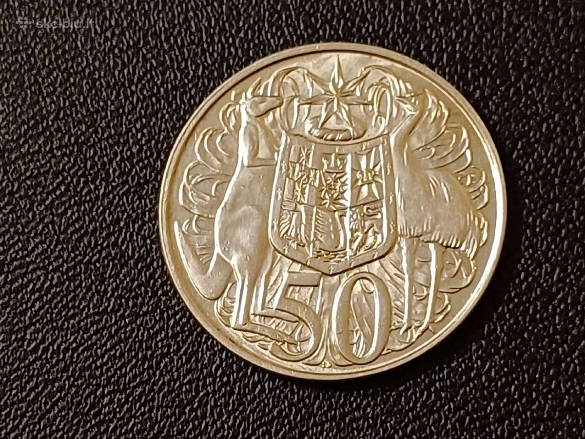 (85)50centų Australija 1966m.13,28g.sidabras800unc - nuotraukos Nr. 3