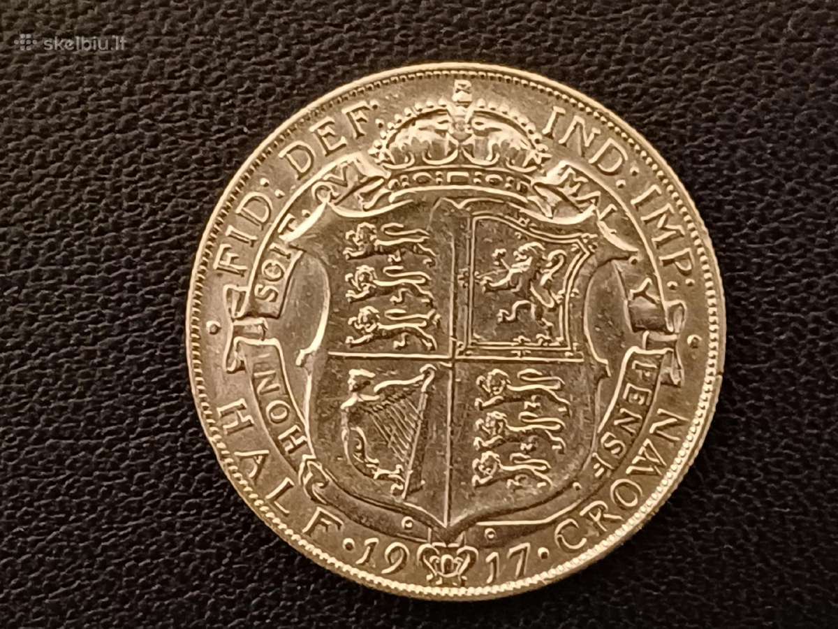 (100)puse kronos 1917m. Britanija 14,14g. sidabras